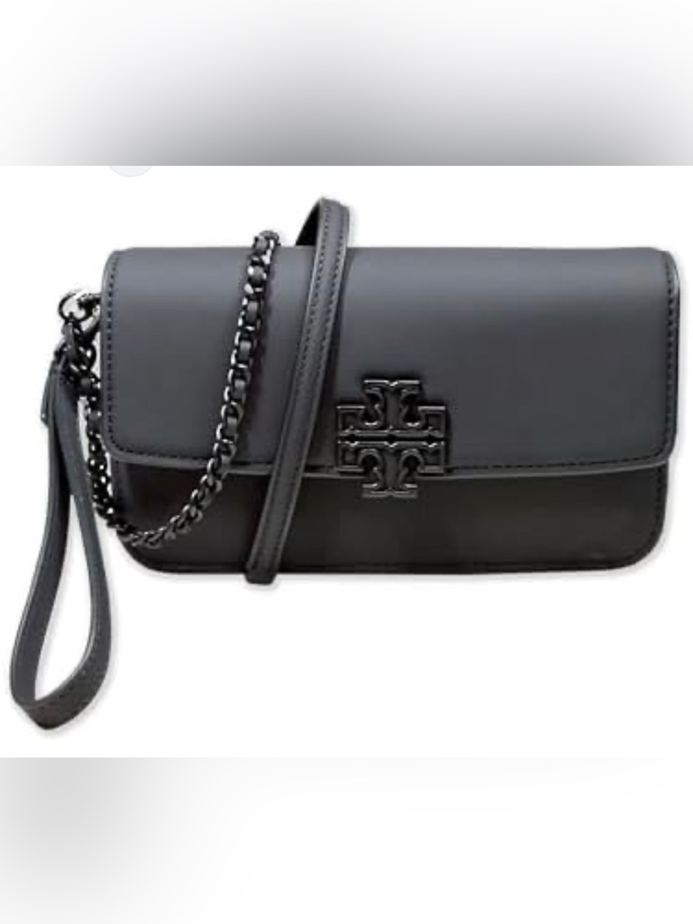 Tory Burch Britten Matte Chain Wallet Wristlet Bag In Black